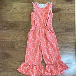 Matilda Jane. Kids Coral Ruffle Jumpsuit